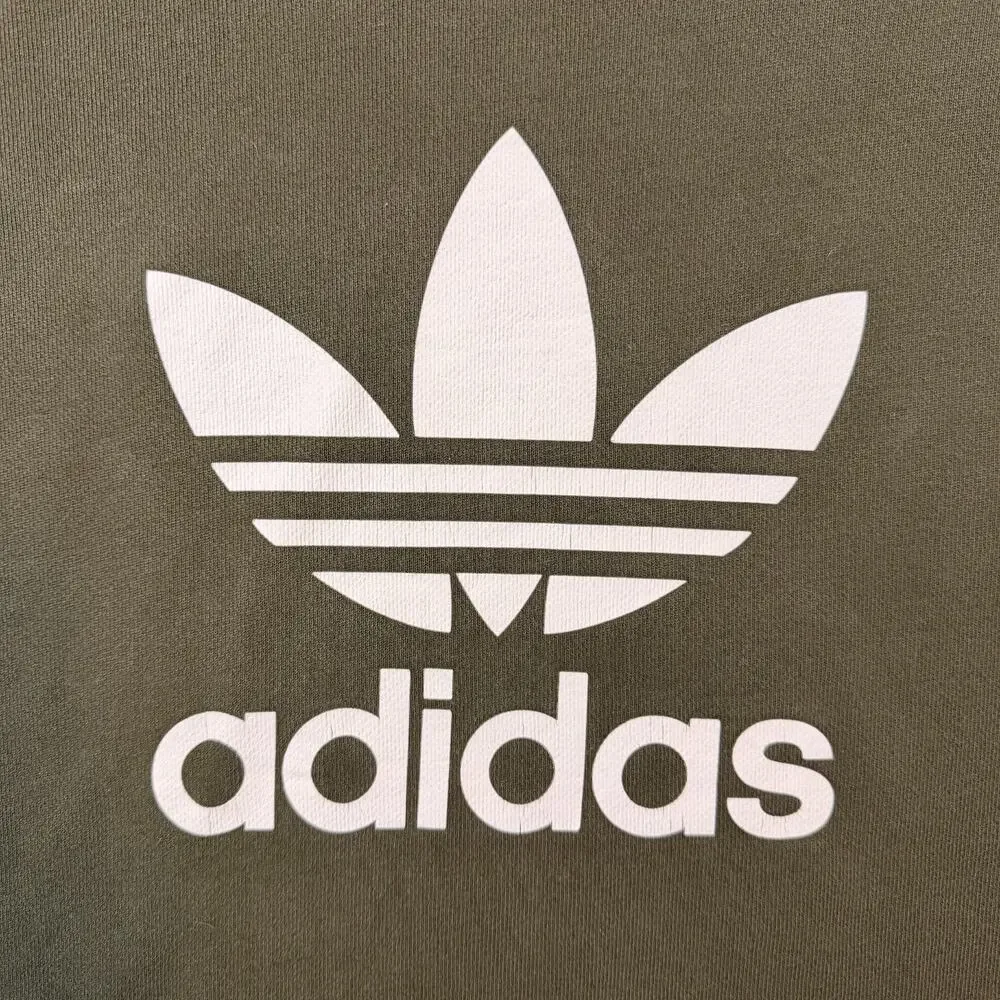 Adidas Trefoil Logo Crewneck Sweatshirt Olive Green Mens Size Large